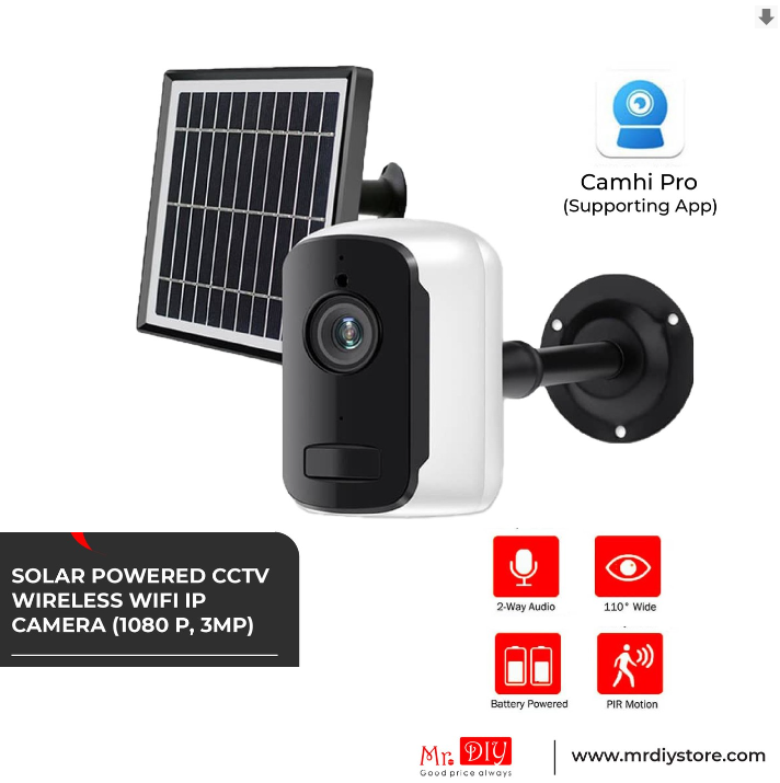 Solar Powered CCTV Wireless WIFI IP Camera 1080P 3MP