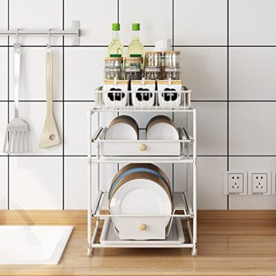 2 Tier Pull-Out Kitchen Dish Rack - Image 8