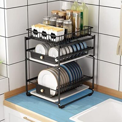 2 Tier Pull-Out Kitchen Dish Rack - Image 5