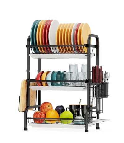 3 Tier Kitchen Dish Drainer Rack - Image 2