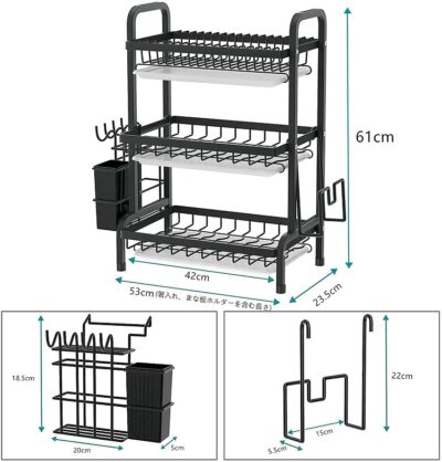 3 Tier Kitchen Dish Drainer Rack - Image 5