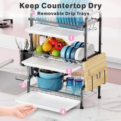 3 Tier Kitchen Dish Drainer Rack - Image 9