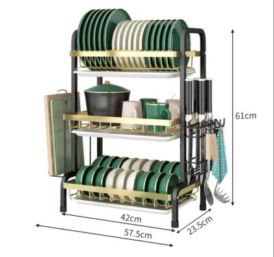 3 Tier Kitchen Dish Drainer Rack - Image 3