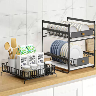 2 Tier Pull-Out Kitchen Dish Rack - Image 3