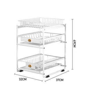 2 Tier Pull-Out Kitchen Dish Rack