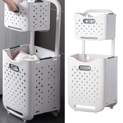 Luxury 2 Layers Large Plastic Laundry Basket - Image 12