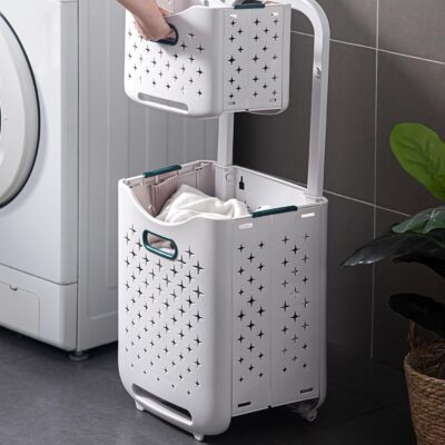 Luxury 2 Layers Large Plastic Laundry Basket - Image 11