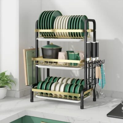 3 Tier Kitchen Dish Drainer Rack - Image 11