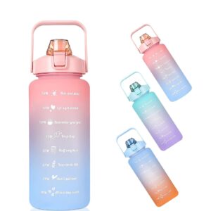 2pcs Large And Mini Water Bottle with Straw And Lid