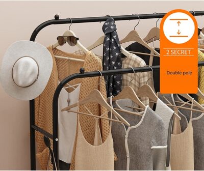 Double Rails Clothing Rack With Storage Base - Image 5