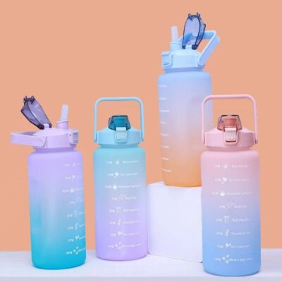 2pcs Large And Mini Water Bottle with Straw And Lid - Image 11