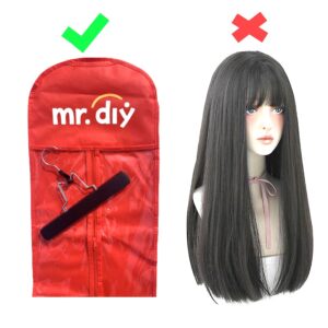 40″x12″ Luxury Wig Storage Bag With Hanger Red