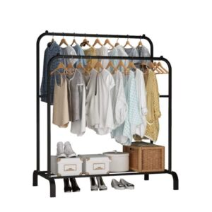 Double Rails Clothing Rack With Storage Base