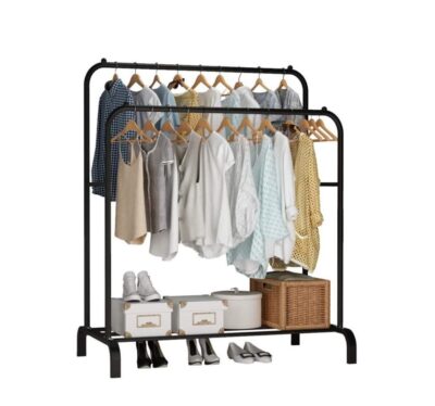 Double Rails Clothing Rack With Storage Base