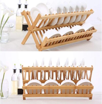 2 Tier Wooden Sink Dish Rack - Image 2