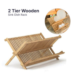 2 Tier Wooden Sink Dish Rack