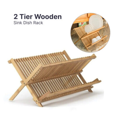 2 Tier Wooden Sink Dish Rack