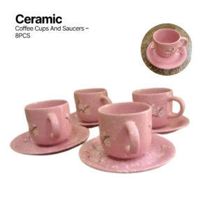 Ceramic Coffee Cups and Saucers – 8pcs