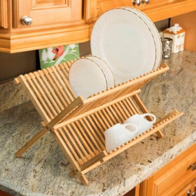 2 Tier Wooden Sink Dish Rack - Image 3