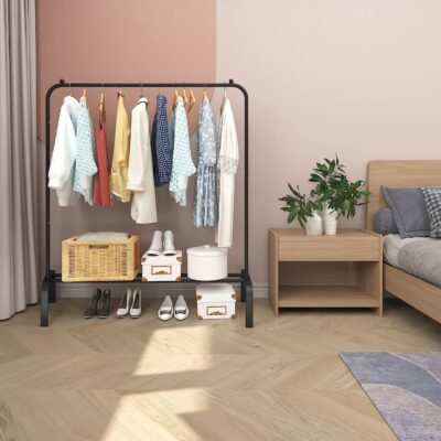 Single Rails Clothing Rack With Storage Base - Image 10