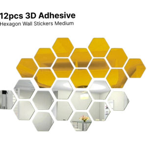 12pcs Hexagon Medium Mirror Wall Decor