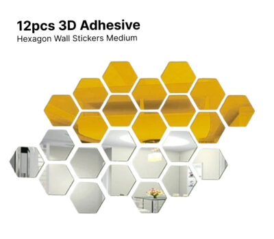 12pcs Hexagon Medium Mirror Wall Decor