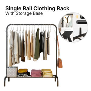 Single Rails Clothing Rack With Storage Base