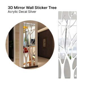 3D Large Mirror Wall Sticker Tree Acrylic Decal 135x37cm – Silver