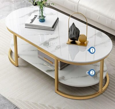 2 Tier Luxury Marble Coffee Centre Table - Image 6