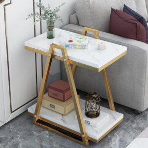 Marble Design Wooden Side Rectangular Table