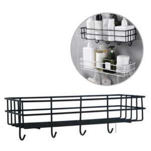 Bathroom Kitchen Storage Rack With Hooks