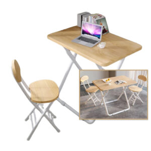 Foldable Study Table And Chair – Wooden Brown