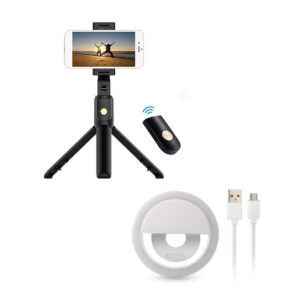 Extendable And Foldable Bluetooth Remote Selfie Stick With Selfie Light