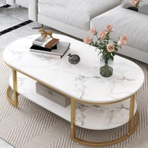 2 Tier Luxury Marble Coffee Centre Table