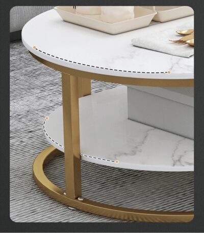 2 Tier Luxury Marble Coffee Centre Table - Image 10