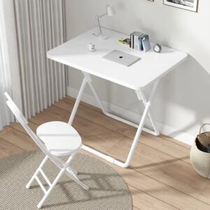 Foldable Study Table And Chair – White Maple