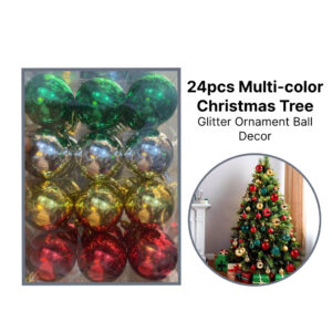 24pcs Multi-color Christmas Tree Glitter Ornament Ball Decor