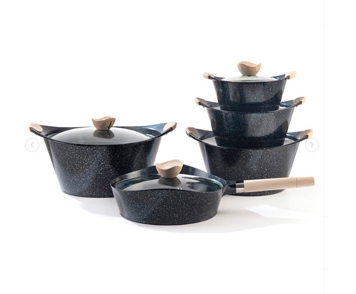 10pcs Die Casting Aluminum Non stick Marble Coating Pots - Image 3