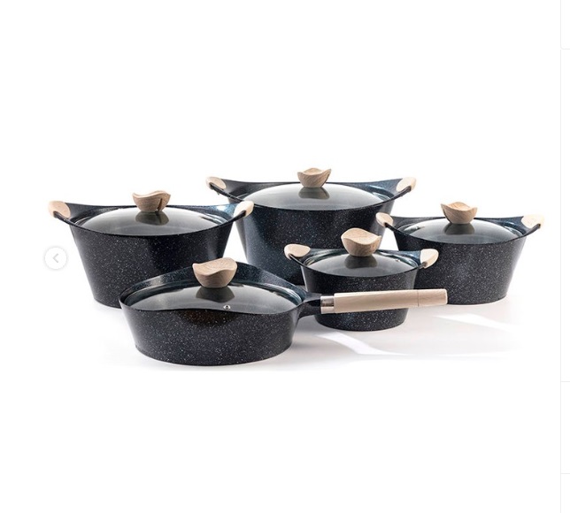 10pcs Die Casting Aluminum Non stick Marble Coating Pots