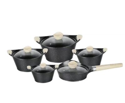 10pcs Die Casting Aluminum Non stick Marble Coating Pots - Image 2