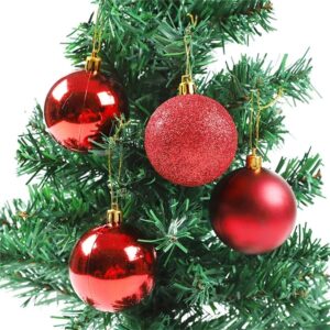 12pcs Christmas Tree Glitter Ornament Ball Decoration Red