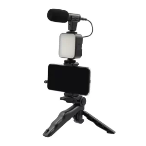 LED Vlogging Tripod Stand With Microphone