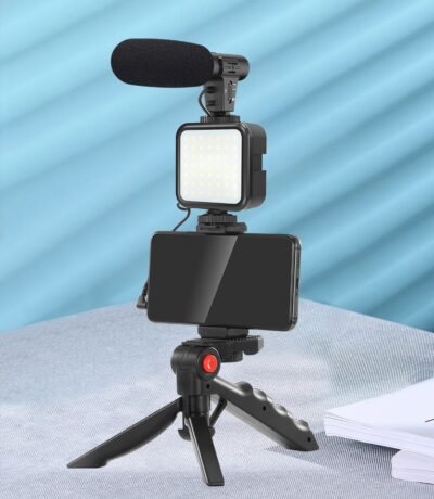 LED Vlogging Tripod Stand With Microphone - Image 2