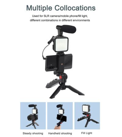 LED Vlogging Tripod Stand With Microphone - Image 11