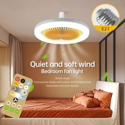 2 IN 1 Ceiling Fan With LED Light And Light Bulb - Image 3