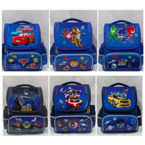 Kids Blue Cartoon Bag Pack With Side Pouches