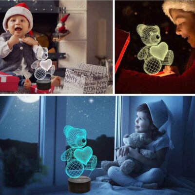 3D Teddy Colorful Table Night Light - Image 5