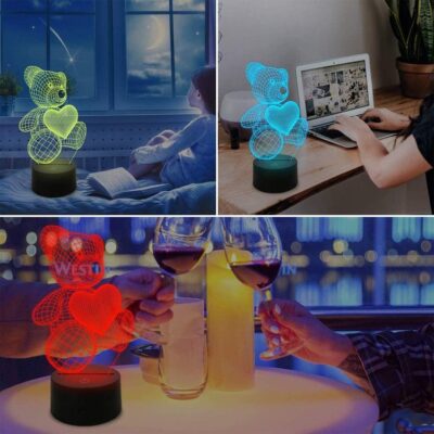 3D Teddy Colorful Table Night Light - Image 7