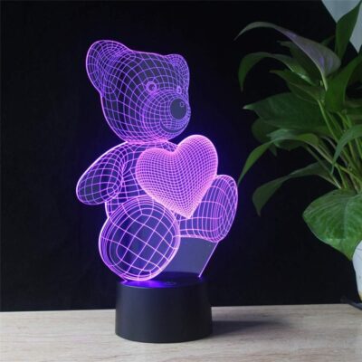 3D Teddy Colorful Table Night Light - Image 4