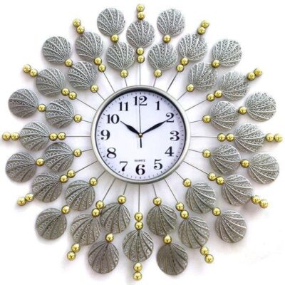 Luxury Peacock Clock Silver